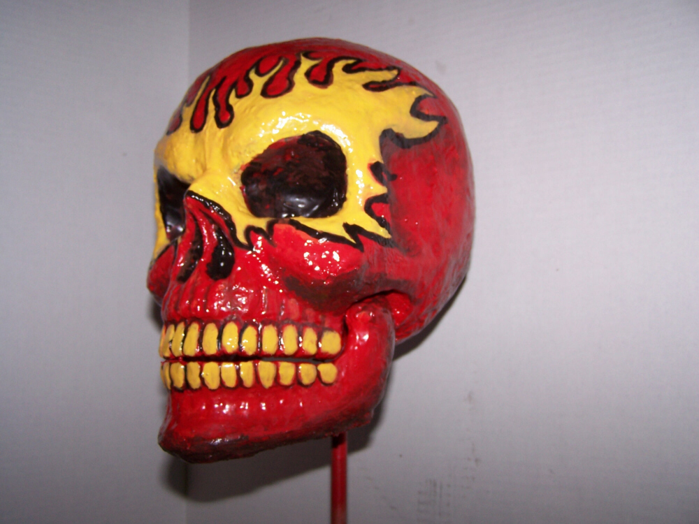 Red Flame Skull Left